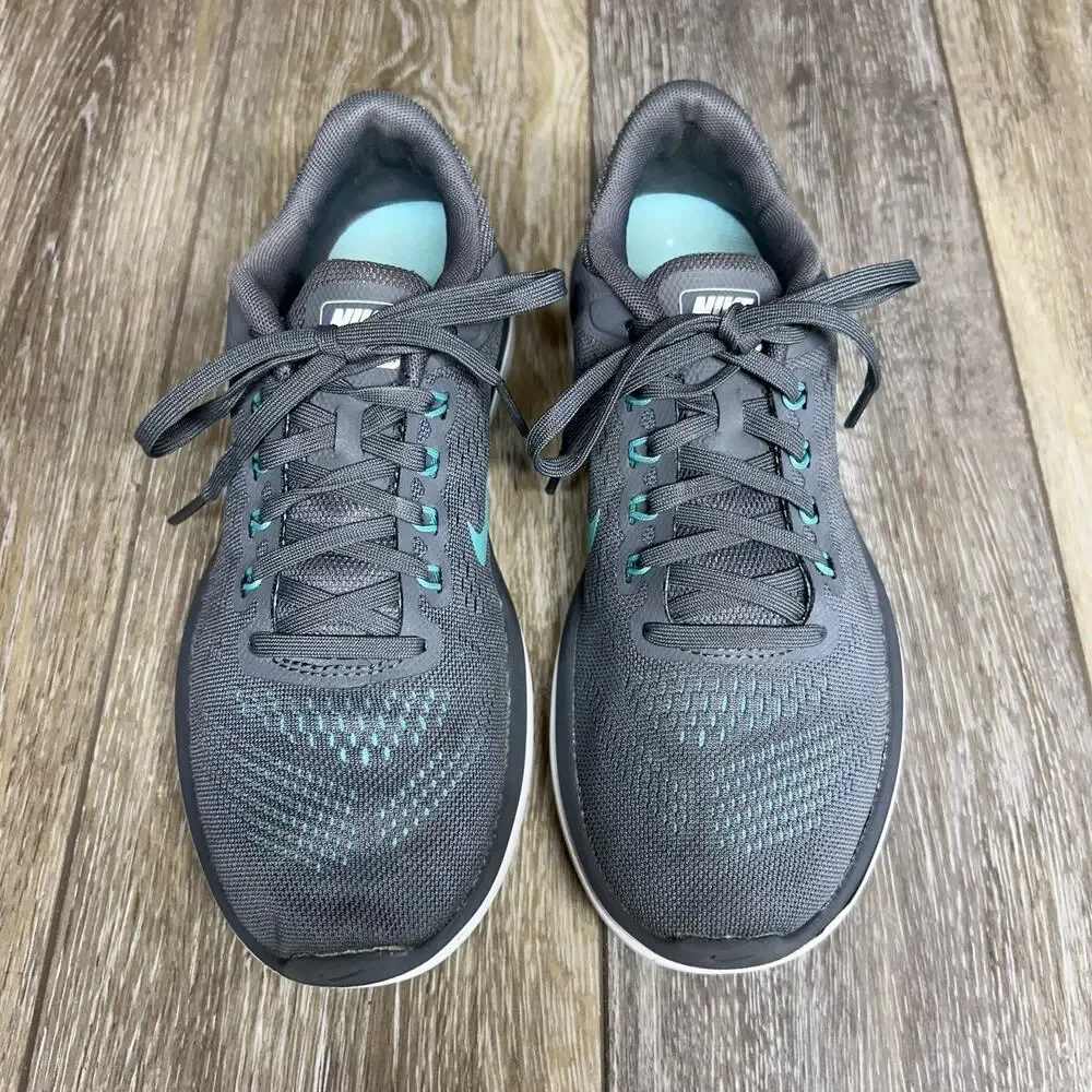 Nike Flex Women's US Size 7.5 830751-013 Gray Aqua Blue Running Sneaker Shoes